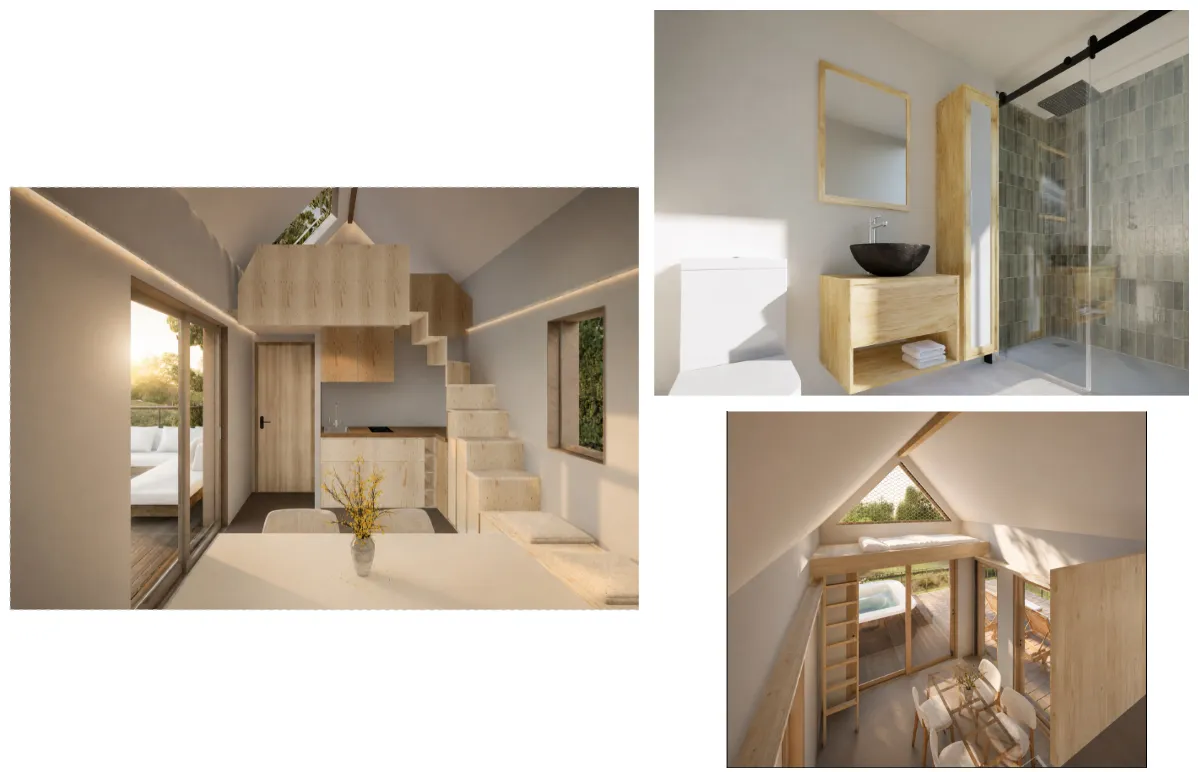 trois image sur plusieurs pièce de la maison